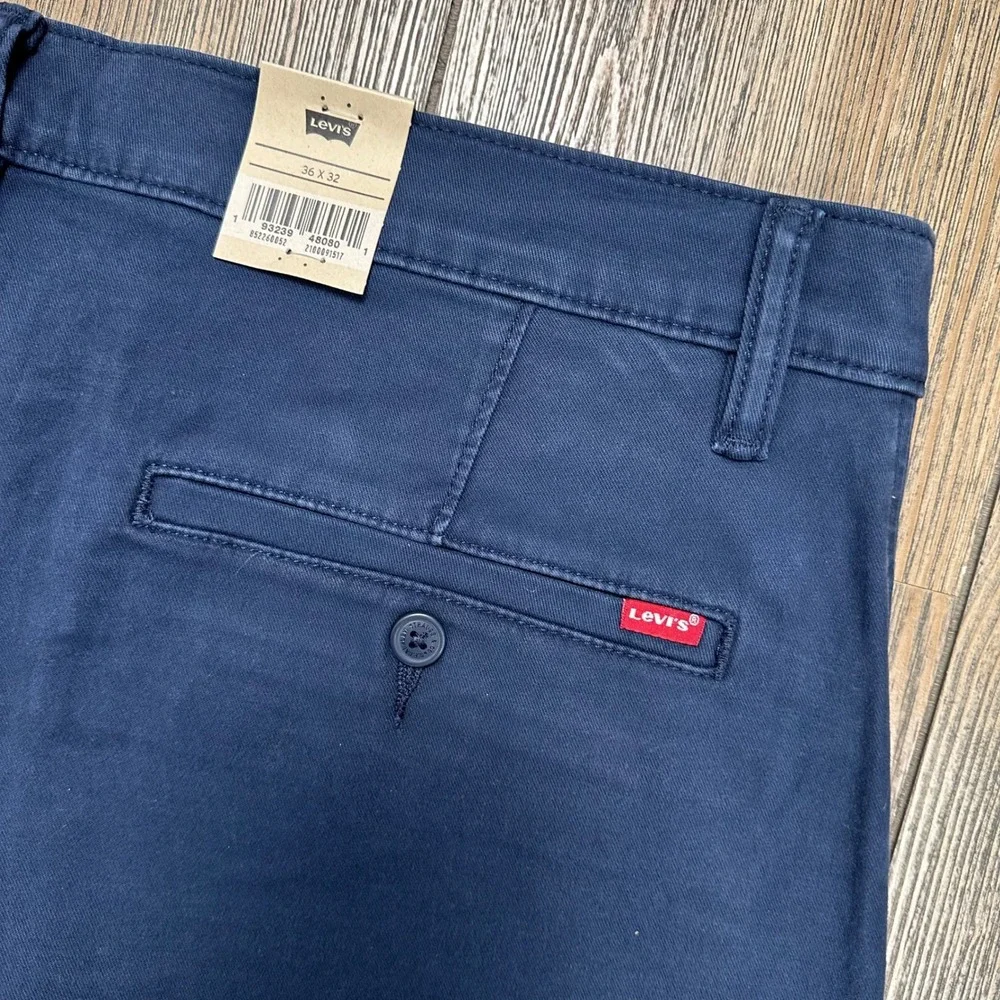 Levis XX Chino Standard Taper Stretch Navy Blue Pants Mens 36x32 85226-0052 NEW - Picture 8 of 11